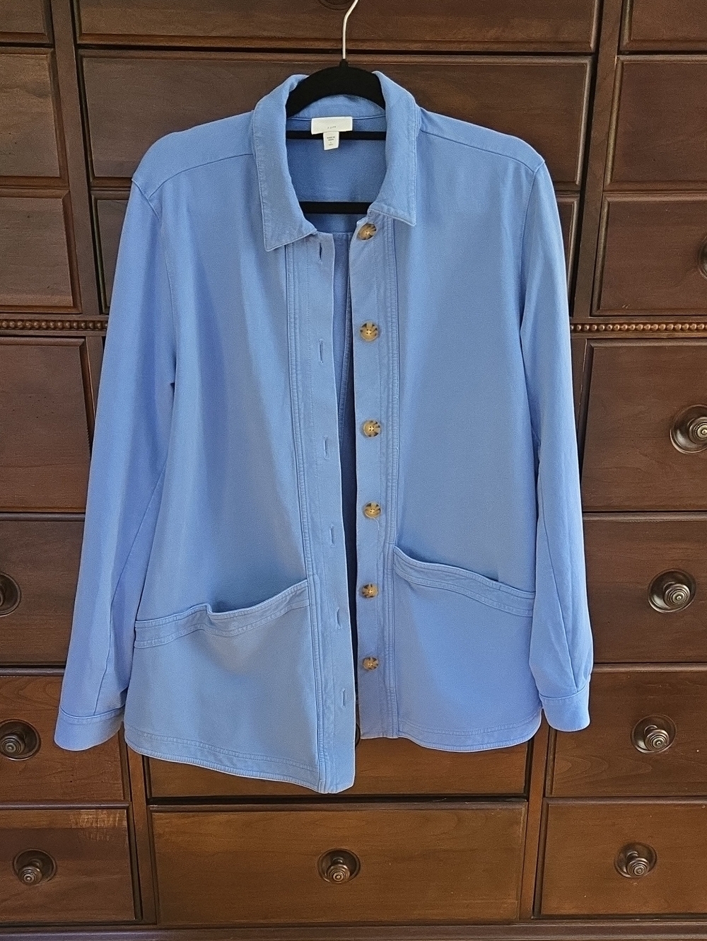 J. Jill Light Blue Button-Front Jacket Size Large